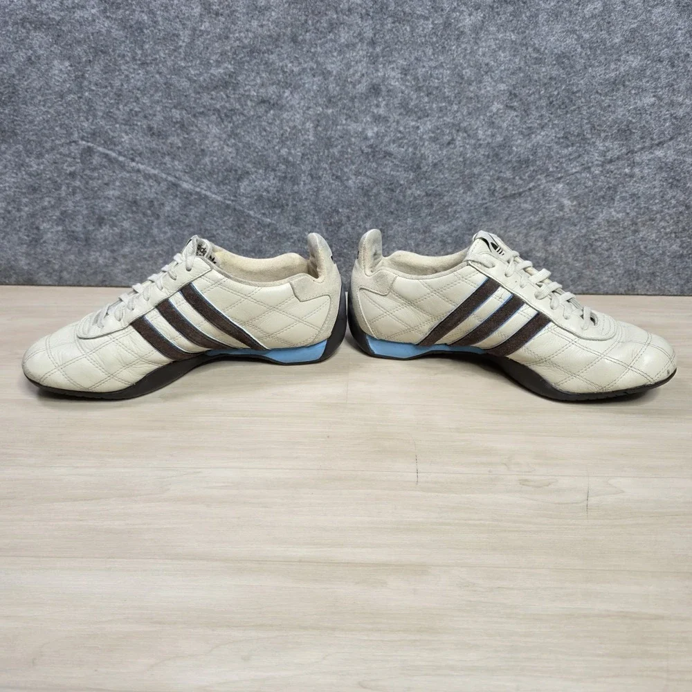 Adidas Tuscany Goodyear Racing Driving‎ Shoes White Blue Brown Stripe Size 6